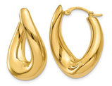 14K Yellow Gold Polished Twisted Hoop Drop Earrings